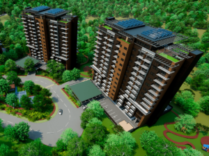 Render de vista aérea de Ambar Torre de Apartamentos en Nuevo Cuscatlan El Salvador